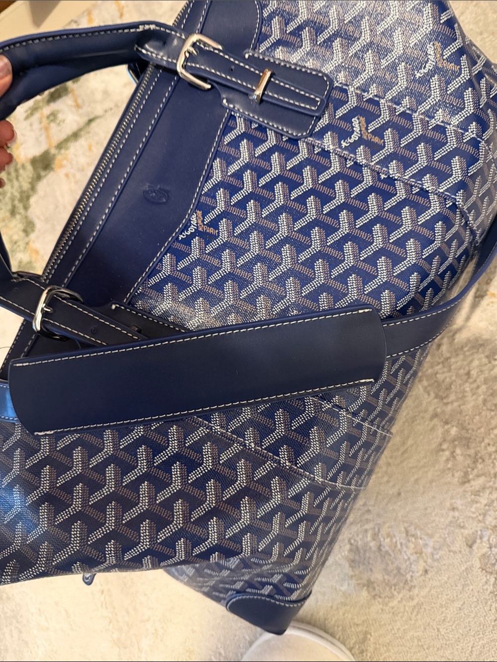 Goyard Blue Chevron XL Boston Bag - Picture 2 of 3